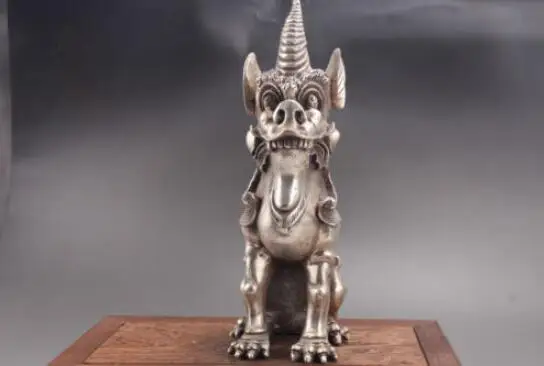 Exquisite Chinese hand carved animal Cupronickel statue