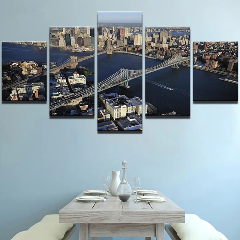 Canvas Prints Decor Pictures 5 Pieces Brooklyn Bridge And Manhattan Bridge Landscape Painting For Living Room Wall Art Framework
Canvas Prints Decor Pictures 5 Pieces Brooklyn Bridge And Manhattan Bridge Landscape Painting For Living Room Wall Art Framework