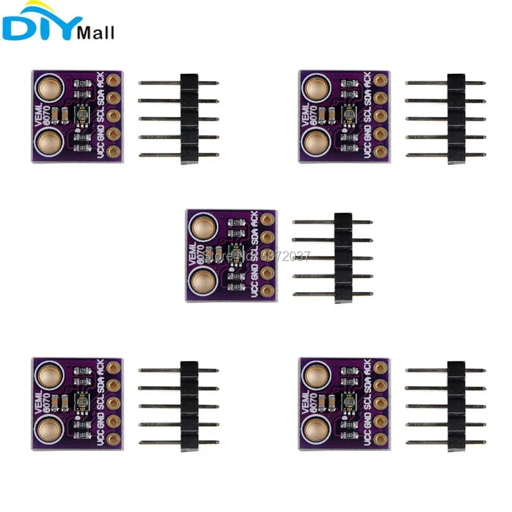 5pcs/Lot GY-VEML6070 VEML6070 UV Sensitivity Sensor Light Detection Module I2C Breakout Board for Arduino
5pcs/Lot GY-VEML6070 VEML6070 UV Sensitivity Sensor Light Detection Module I2C Breakout Board for Arduino
