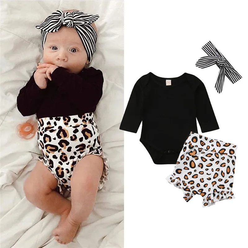 Baby Girl Clothes Casual Leopard print Baby Romper+Short Pants+Headband Infant Clothing Outfit Summer Clothes 3Pcs Sets
Baby Girl Clothes Casual Leopard print Baby Romper+Short Pants+Headband Infant Clothing Outfit Summer Clothes 3Pcs Sets