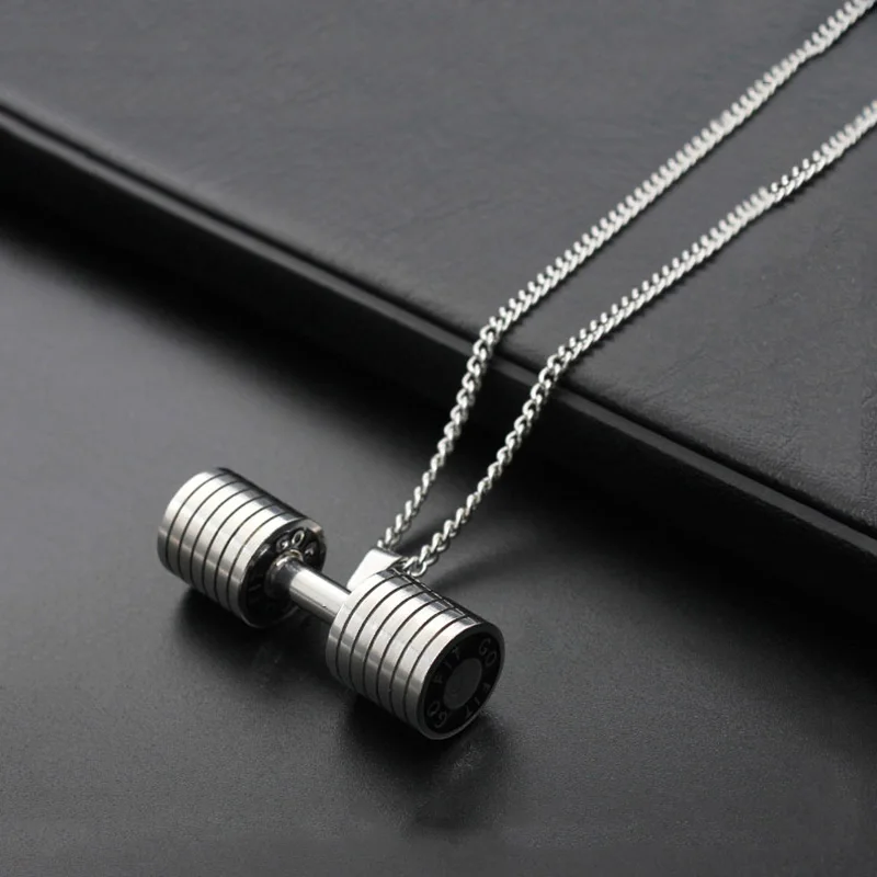 Stainless Steel Chain Punk Cool Dumbbell Pendants Fitness Bodybuilding Gym 2 color Barbell Necklaces For Men Sport Jewelry
Stainless Steel Chain Punk Cool Dumbbell Pendants Fitness Bodybuilding Gym 2 color Barbell Necklaces For Men Sport Jewelry