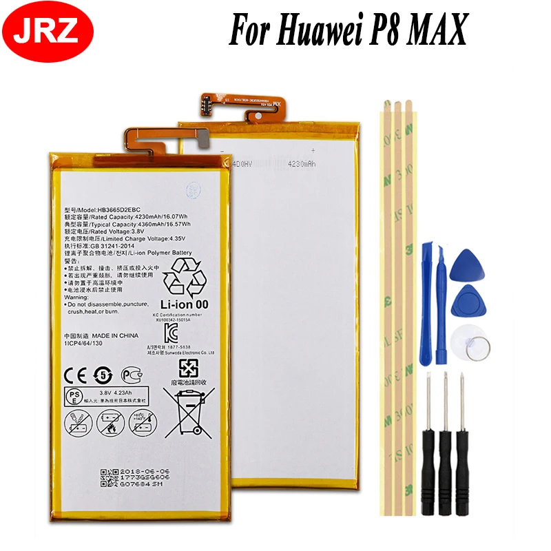 HB3665D2EBC Phone Battery For Huawei P8 MAX 4230mAh Hight Capacity 3.8V Top Quality Replacement Batteries With tools
HB3665D2EBC Phone Battery For Huawei P8 MAX 4230mAh Hight Capacity 3.8V Top Quality Replacement Batteries With tools