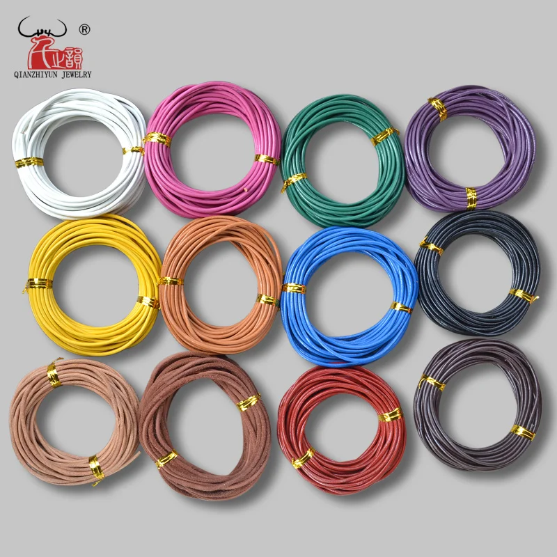 10Meter Natural Real Genuine Leather Cord 2mm Round Rope String for DIY Necklace Bracelet Jewelry Cord Black, white, brown, blue
10Meter Natural Real Genuine Leather Cord 2mm Round Rope String for DIY Necklace Bracelet Jewelry Cord Black, white, brown, blue