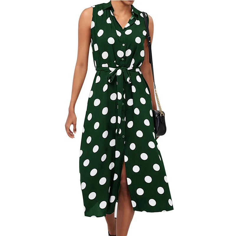 Summer Chiffon Shirt Dress Office Ladies Polka Dot Sexy Dress Women Dresses 2019 Sleeveless V-Neck Split Beach Dresses Vestidos
Summer Chiffon Shirt Dress Office Ladies Polka Dot Sexy Dress Women Dresses 2019 Sleeveless V-Neck Split Beach Dresses Vestidos