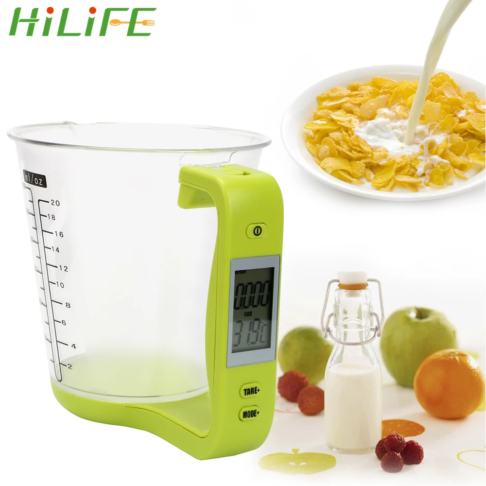 

HILIFE Electronic Tool Temperature Measurement Cups with LCD Display Hostweigh Measuring Cup Digital Beaker Kitchen Scales