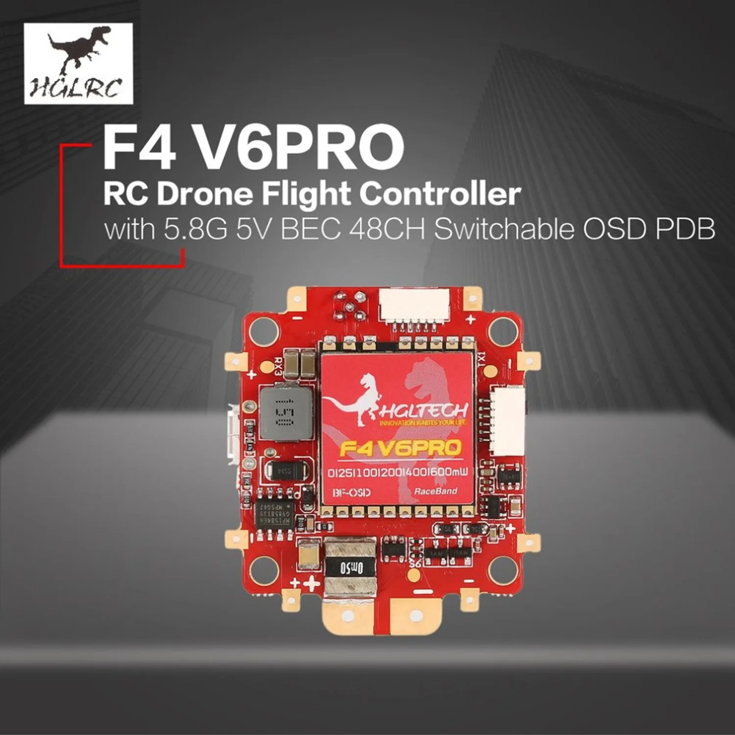 Hglrc F4 V6 Pro Fc 5 8 ГГц 48Ch переключаемый Vtx W/5 V Bec OSD PDB|Манипуляторы| |