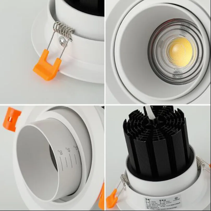 Регулируемые светодиодные потолочные лампы 7 Вт 10 15 20 25 35 COB Zoom Spotlight Down Lights Lamp for Home