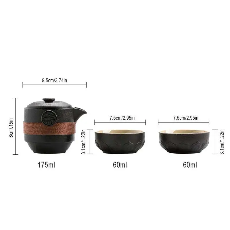 Black Pottery One Pot Two Cups Tea Sets Portable Travel Home Office Cups Ceramic Tea Coffee Container With Bag
Black Pottery One Pot Two Cups Tea Sets Portable Travel Home Office Cups Ceramic Tea Coffee Container With Bag