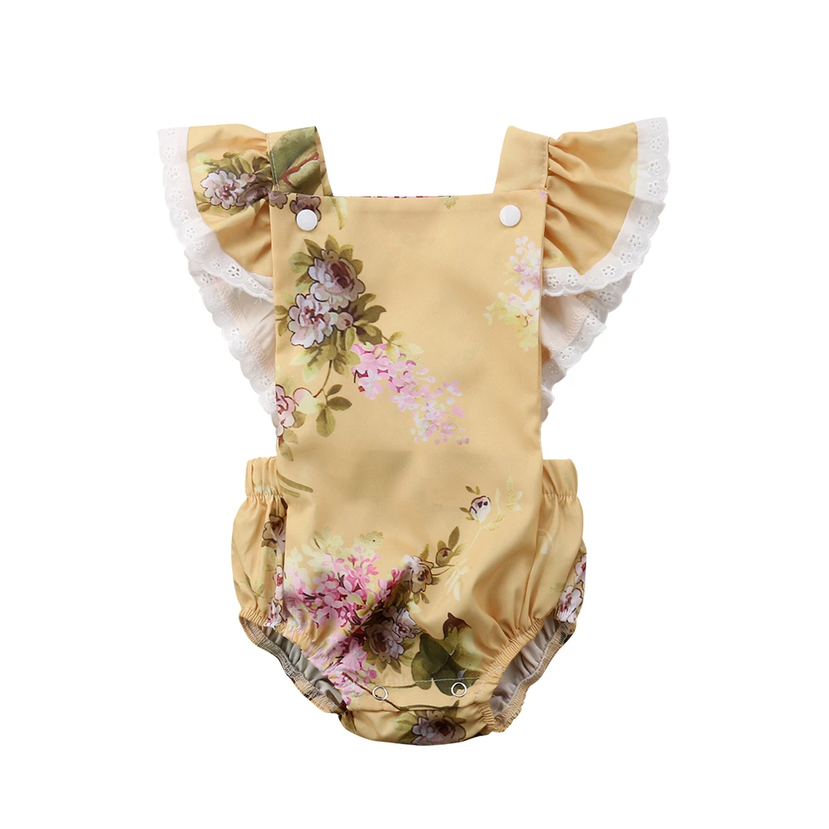 

Комбинезон для новорожденных девочек Pudcoco с цветочным кружевом без рукавов Летний хлопковый комбинезон с оборками Одежда 0-24 мес.