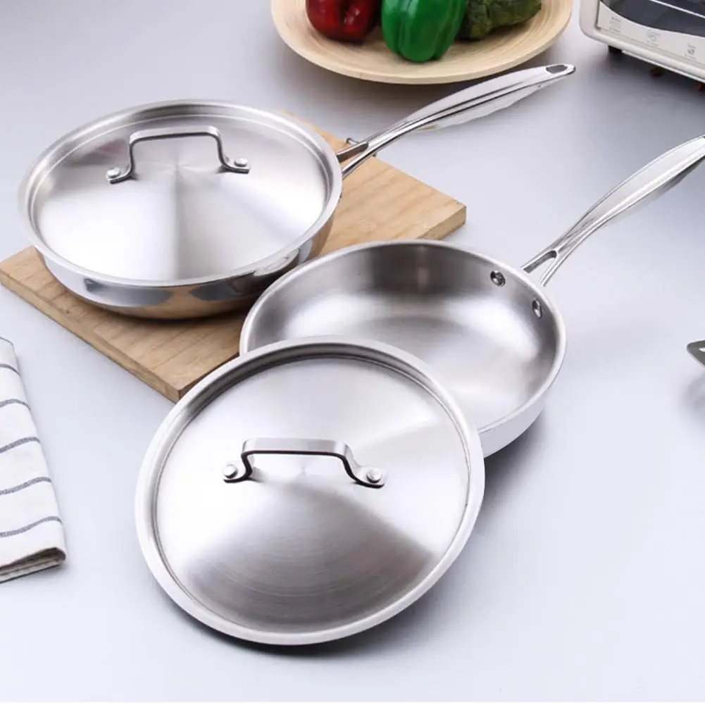 304/403 Stainless Steel Three Layer Flat Non-stick Frying Pan with Pot Cover 24cm
304/403 Stainless Steel Three Layer Flat Non-stick Frying Pan with Pot Cover 24cm