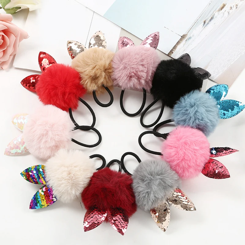 Fashion 1PC Kids Paillette Rabbit Ears Fake Fur Ball Hair Rope Handmade Children Elastic Hair Bands Christmas Gifts
Fashion 1PC Kids Paillette Rabbit Ears Fake Fur Ball Hair Rope Handmade Children Elastic Hair Bands Christmas Gifts
