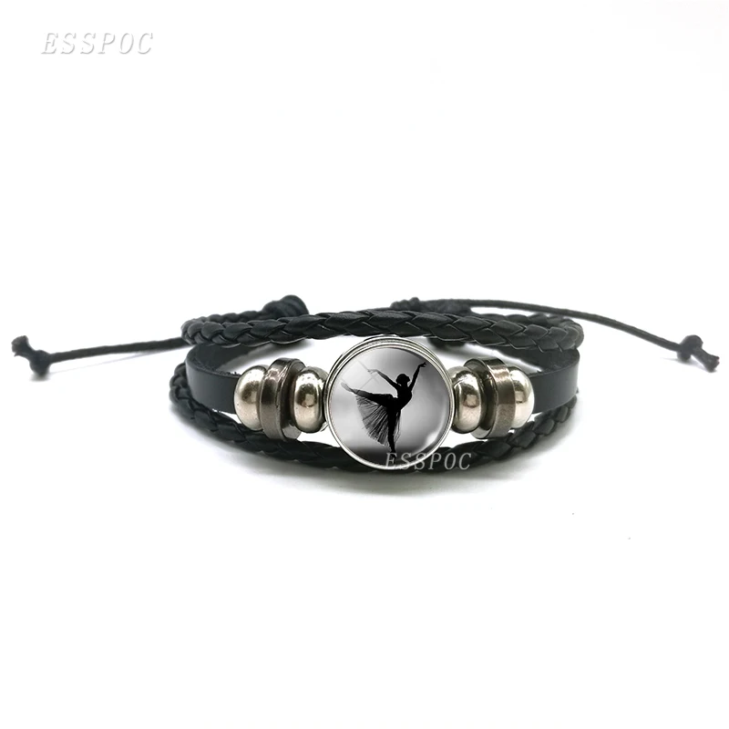 Beautiful Ballerina Silhouette Black Leather Bracelet , Glass Dome Black White Ballet Dancer Bracelet , Fashion Charm Jewelry
Beautiful Ballerina Silhouette Black Leather Bracelet , Glass Dome Black White Ballet Dancer Bracelet , Fashion Charm Jewelry