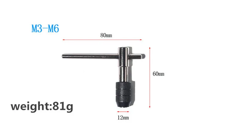1PCS M3-M6 Ratchet Tap Wrench T-Type Tap Handle Reversible T-Handle Tapping Threading Tools Tap Holder Hand Tool
1PCS M3-M6 Ratchet Tap Wrench T-Type Tap Handle Reversible T-Handle Tapping Threading Tools Tap Holder Hand Tool