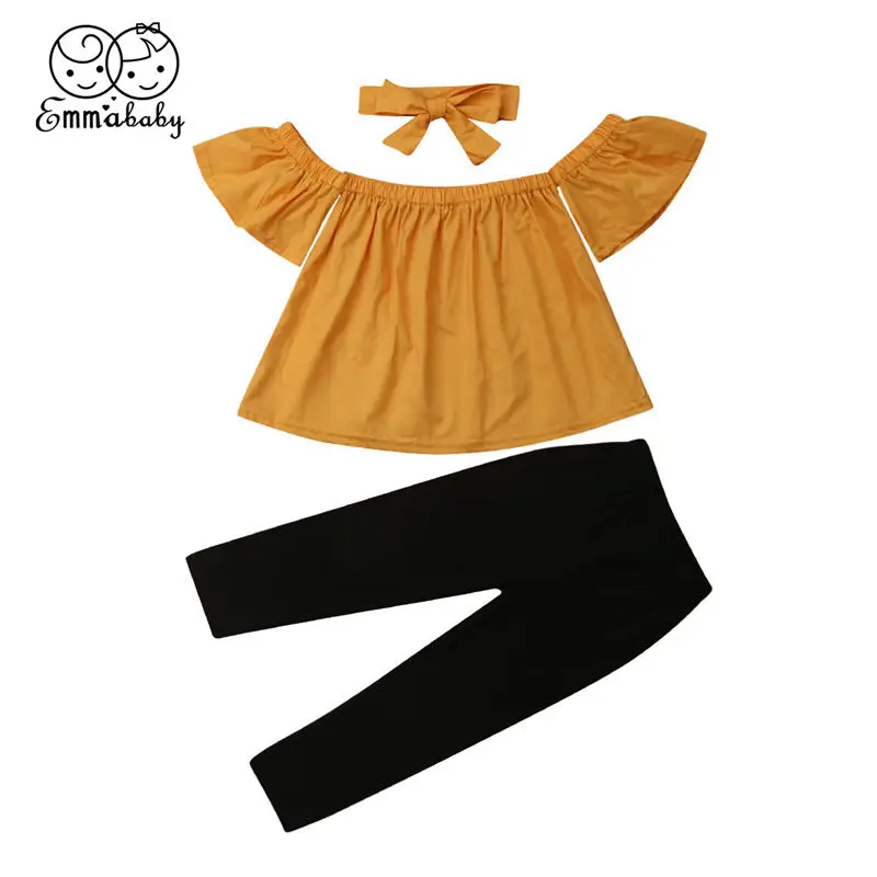 2019 Toddler Baby Girls Clothes Set Summer Kid Outfit Off Shoulder Top+Pants+Headband 3Pcs Children Clothes Set
2019 Toddler Baby Girls Clothes Set Summer Kid Outfit Off Shoulder Top+Pants+Headband 3Pcs Children Clothes Set