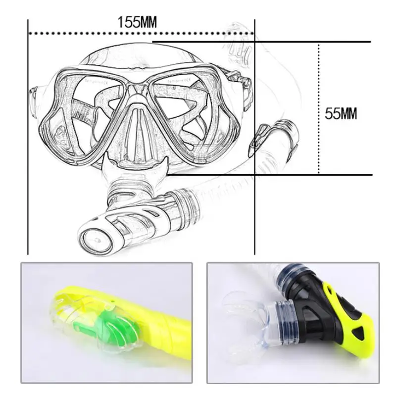 Snorkel Set Anti Fog Film Diving Mask Tempered Glass Goggle Dry Top Snorkel for Swimming Snorkeling
Snorkel Set Anti Fog Film Diving Mask Tempered Glass Goggle Dry Top Snorkel for Swimming Snorkeling