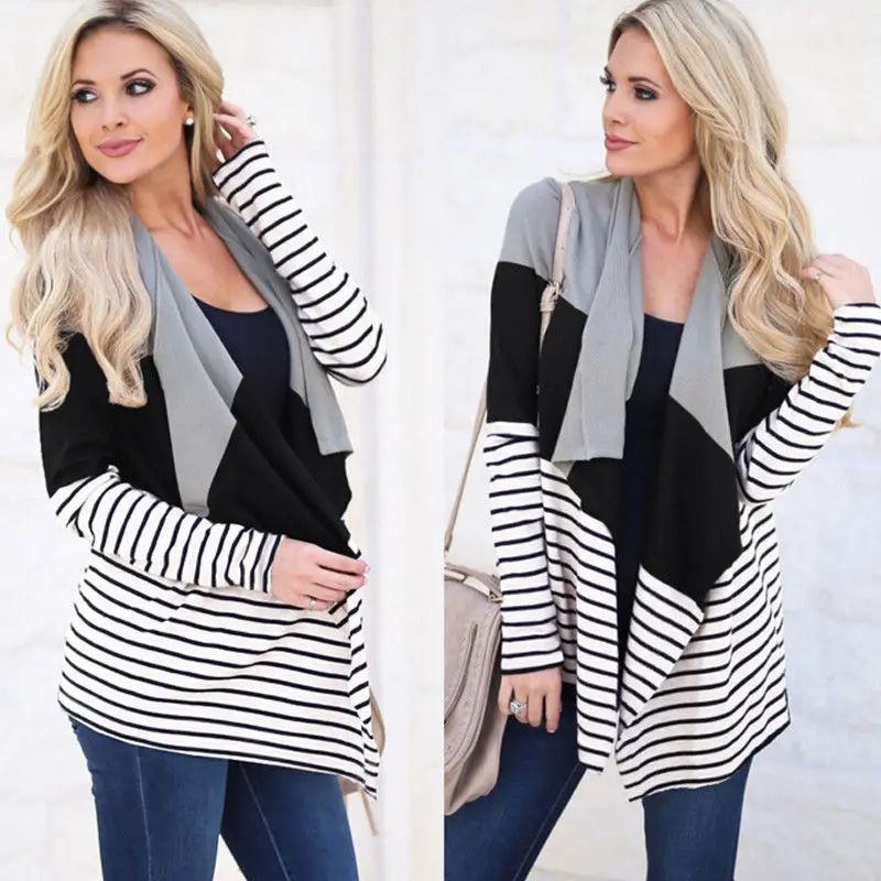 Jackets 2018 Women Casual Loose Long Sleeve Striped Pacthwork Knitted Tops Cardigan Outwear Coat Jacket
Jackets 2018 Women Casual Loose Long Sleeve Striped Pacthwork Knitted Tops Cardigan Outwear Coat Jacket