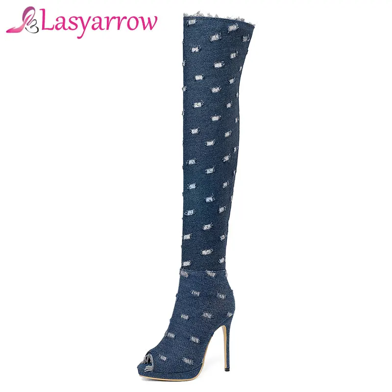 Lasyarrow Side Zipper Boots Pumps Stiletto High Heels Sexy Peep Toe Summer Stretch Denim Tassel Botas Feminino Zapatos Mujer
Lasyarrow Side Zipper Boots Pumps Stiletto High Heels Sexy Peep Toe Summer Stretch Denim Tassel Botas Feminino Zapatos Mujer