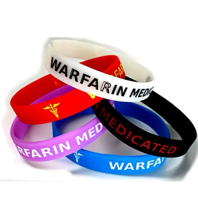 50 шт. гипоаллергенные браслеты Warfarin медицинское оповещение силиконовые |