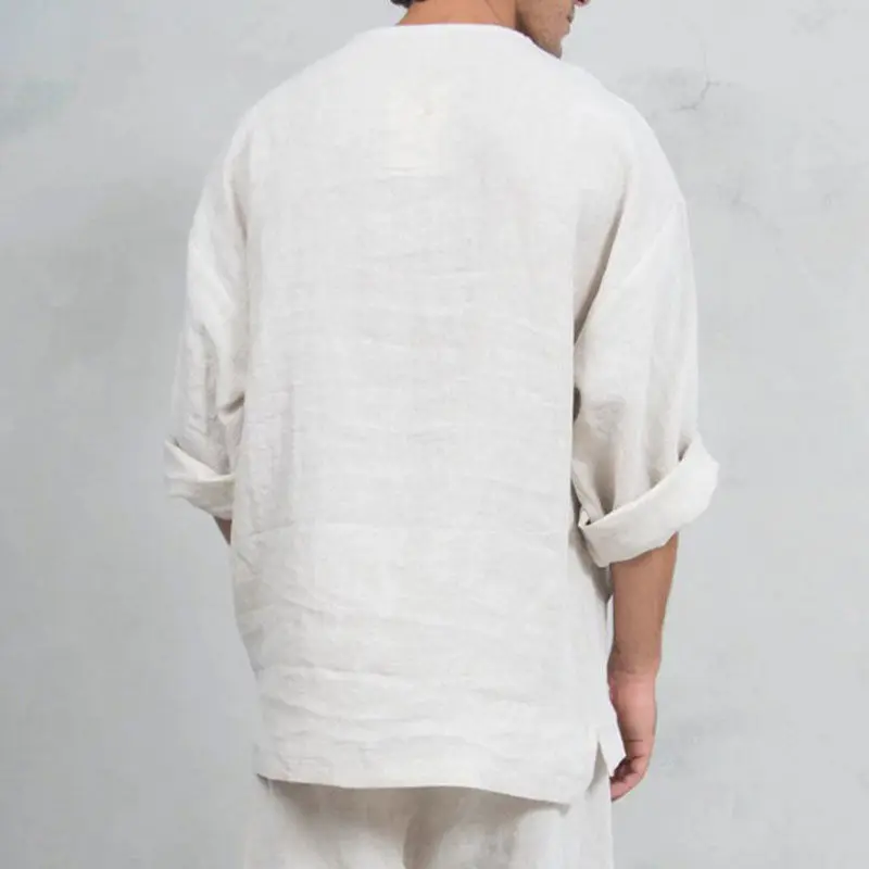 Summer Fashion Men Autumn Long Sleeve Shirts Blouses Loose Casual Soft Linen V-neck Shirt Tops Solid Color Clothes
Summer Fashion Men Autumn Long Sleeve Shirts Blouses Loose Casual Soft Linen V-neck Shirt Tops Solid Color Clothes