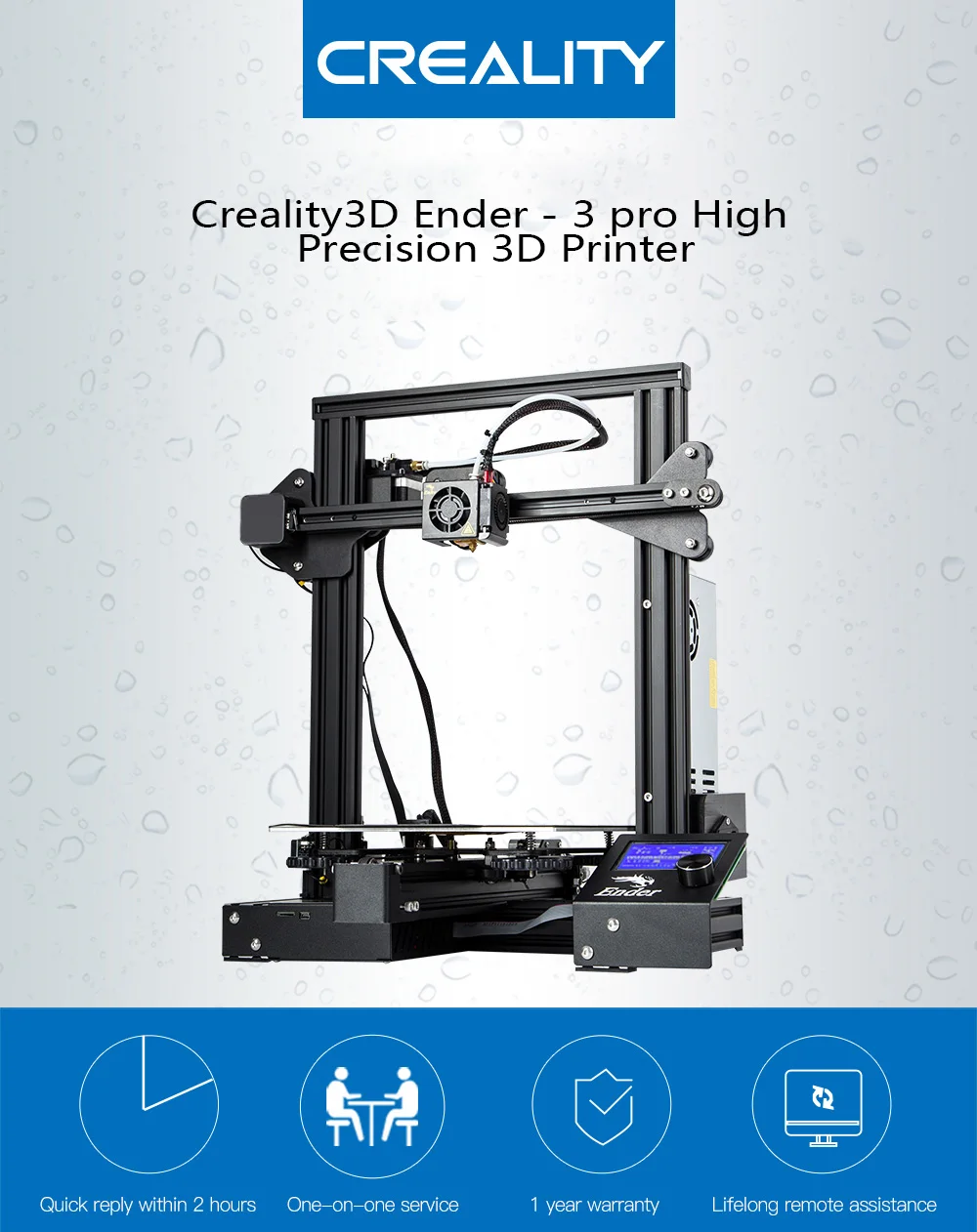 Creality3D Ender 3 Pro Высокоточный 3d принтер DIY комплект стальная рамка ЖК дисплей