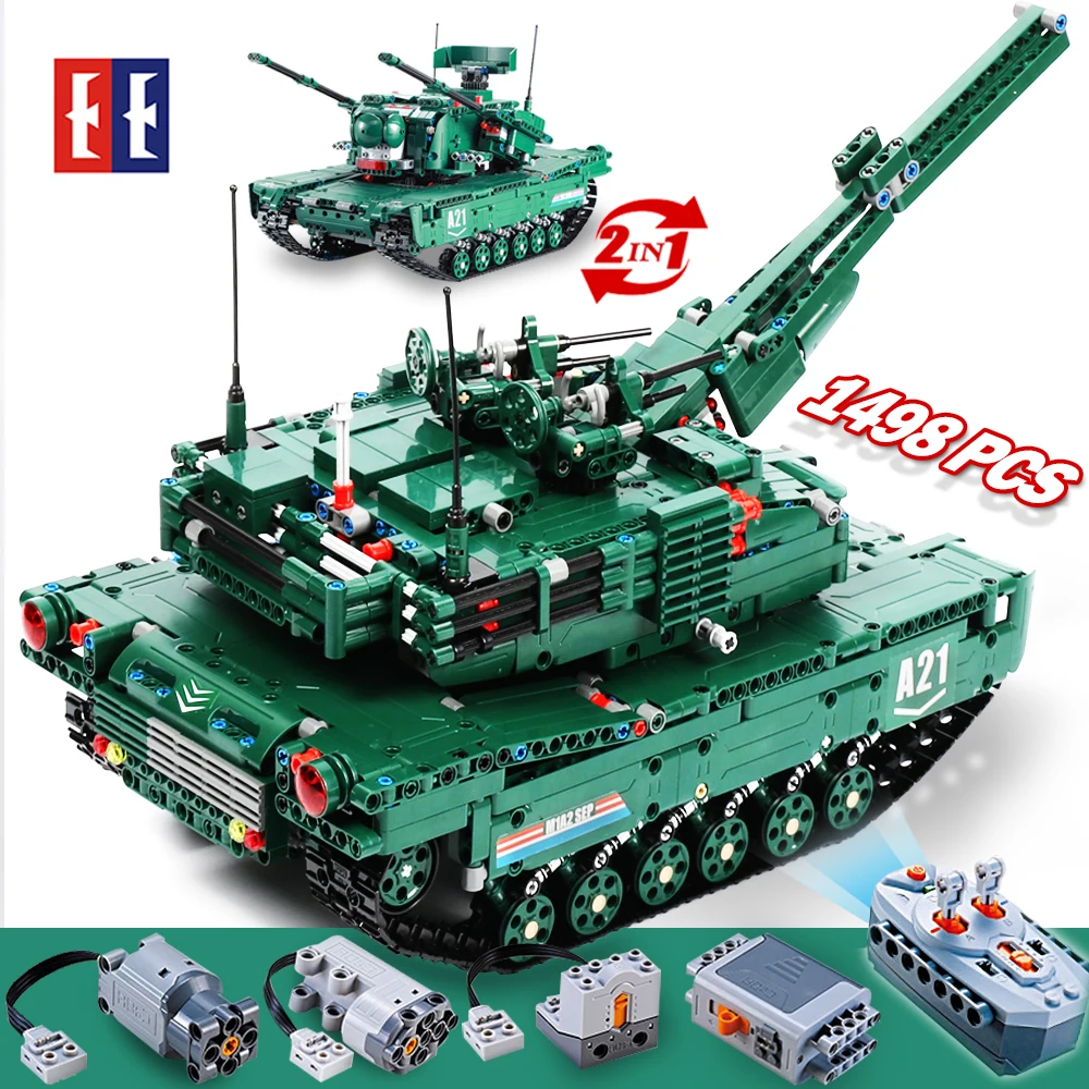 Cada rc строительные блоки игрушечный танк ww2 пульт дистанционного управления M1A2