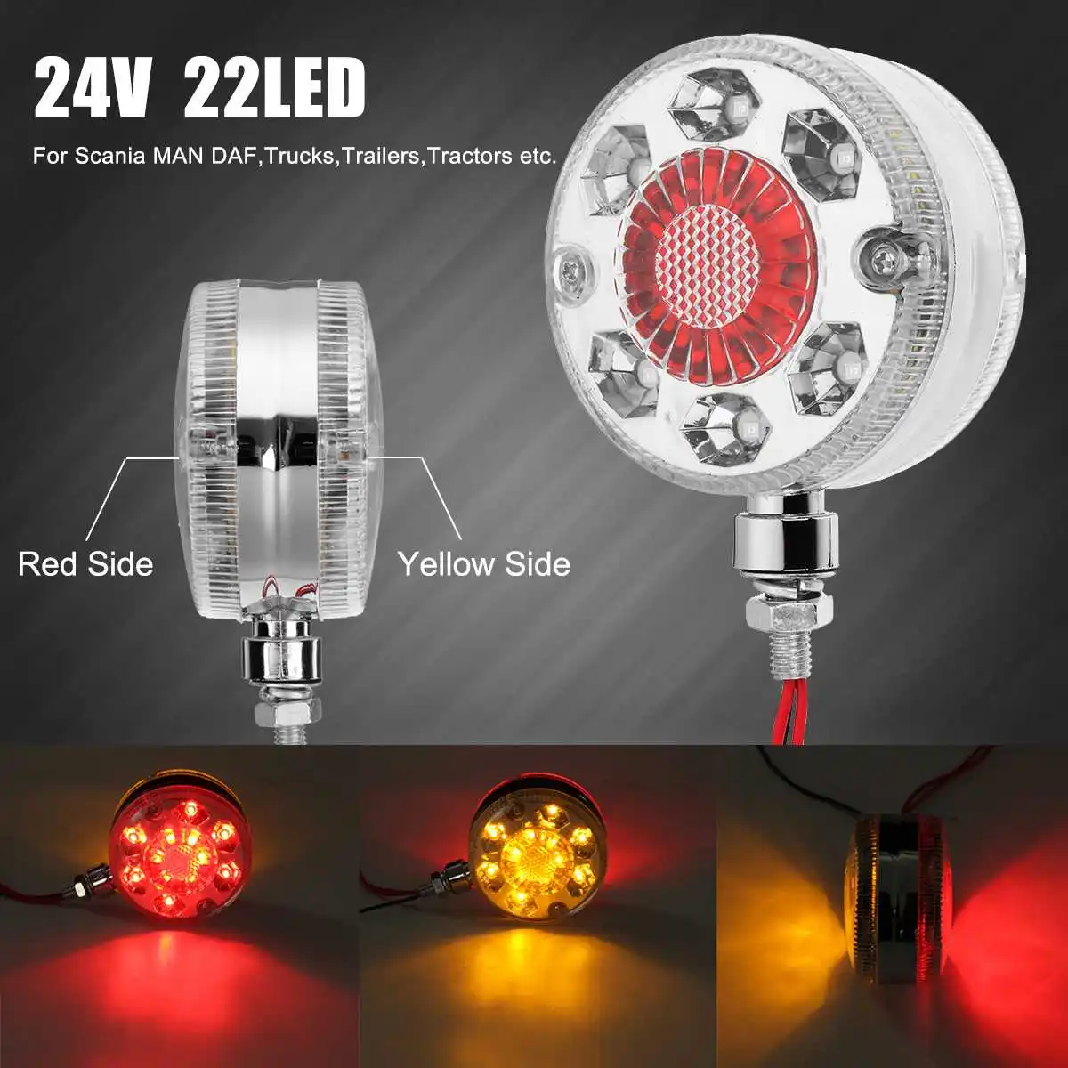 2pcs 24V Red White Double Face LED Side Marker Light Stop Turn Signal Tail Lights Lamp For Trucks Cars Trailers Lorry Tractors
2pcs 24V Red White Double Face LED Side Marker Light Stop Turn Signal Tail Lights Lamp For Trucks Cars Trailers Lorry Tractors