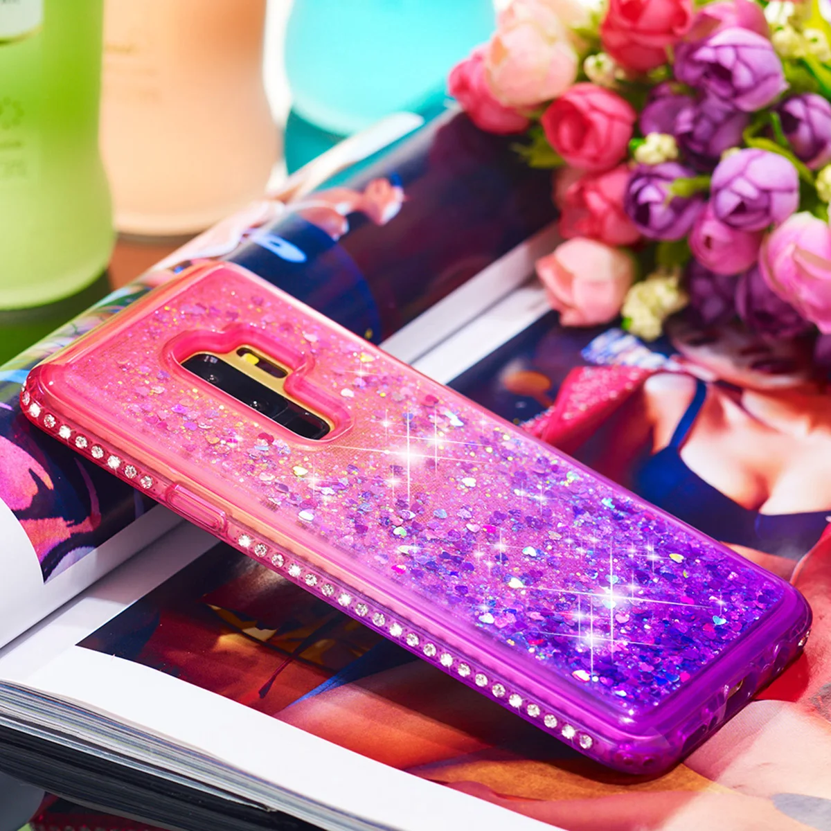 Роскошный чехол для Samsung Galaxy A5 A6 S8 S9 Plus Note 9 Блестящий Мягкий силиконовый с зыбучим