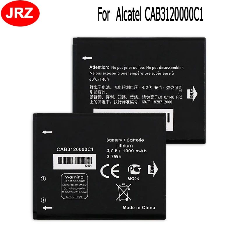 Аккумулятор JRZ для телефона Alcatel CAB3120000C1 CAB3122000C1, 1000 мАч, 3,7 в, сменные батареи высшего качества
Аккумулятор JRZ для телефона Alcatel CAB3120000C1 CAB3122000C1, 1000 мАч, 3,7 в, сменные батареи высшего качества