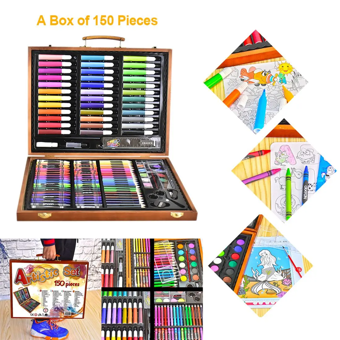 150pcs Painting Tools Big Box Brush Watercolor Pencil Child Stationery Set Wooden | Канцтовары для офиса и дома