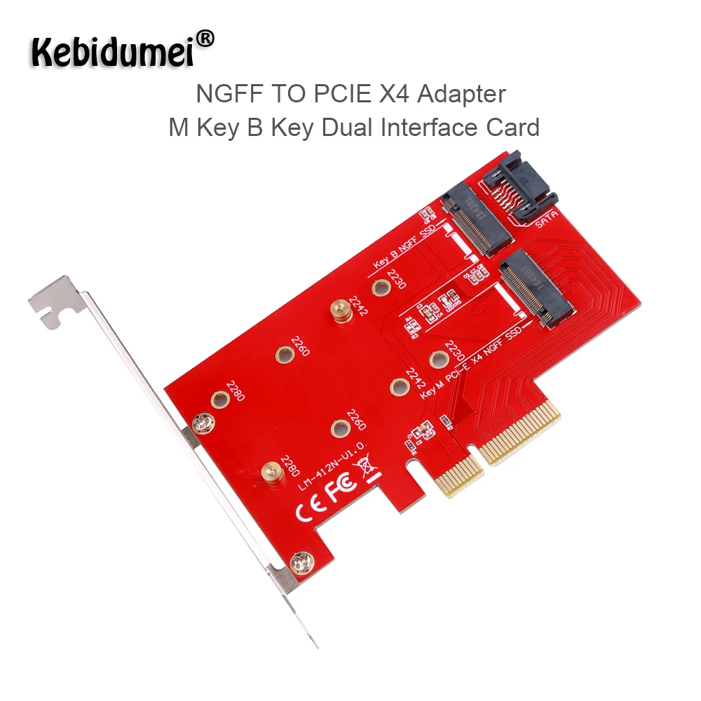 Kebidumei SSD NGFF To PCIE X4 Adapter M Key B Key Dual Interface Card M.2 NVMe SSD Support PCI Express 3.0 2230/2242/2260/2280
Kebidumei SSD NGFF To PCIE X4 Adapter M Key B Key Dual Interface Card M.2 NVMe SSD Support PCI Express 3.0 2230/2242/2260/2280