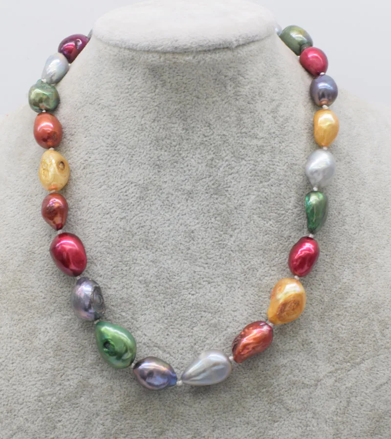 

freshwater pearl multicolor baroque 12-2mm necklace 17inch FPPJ wholesale beads nature