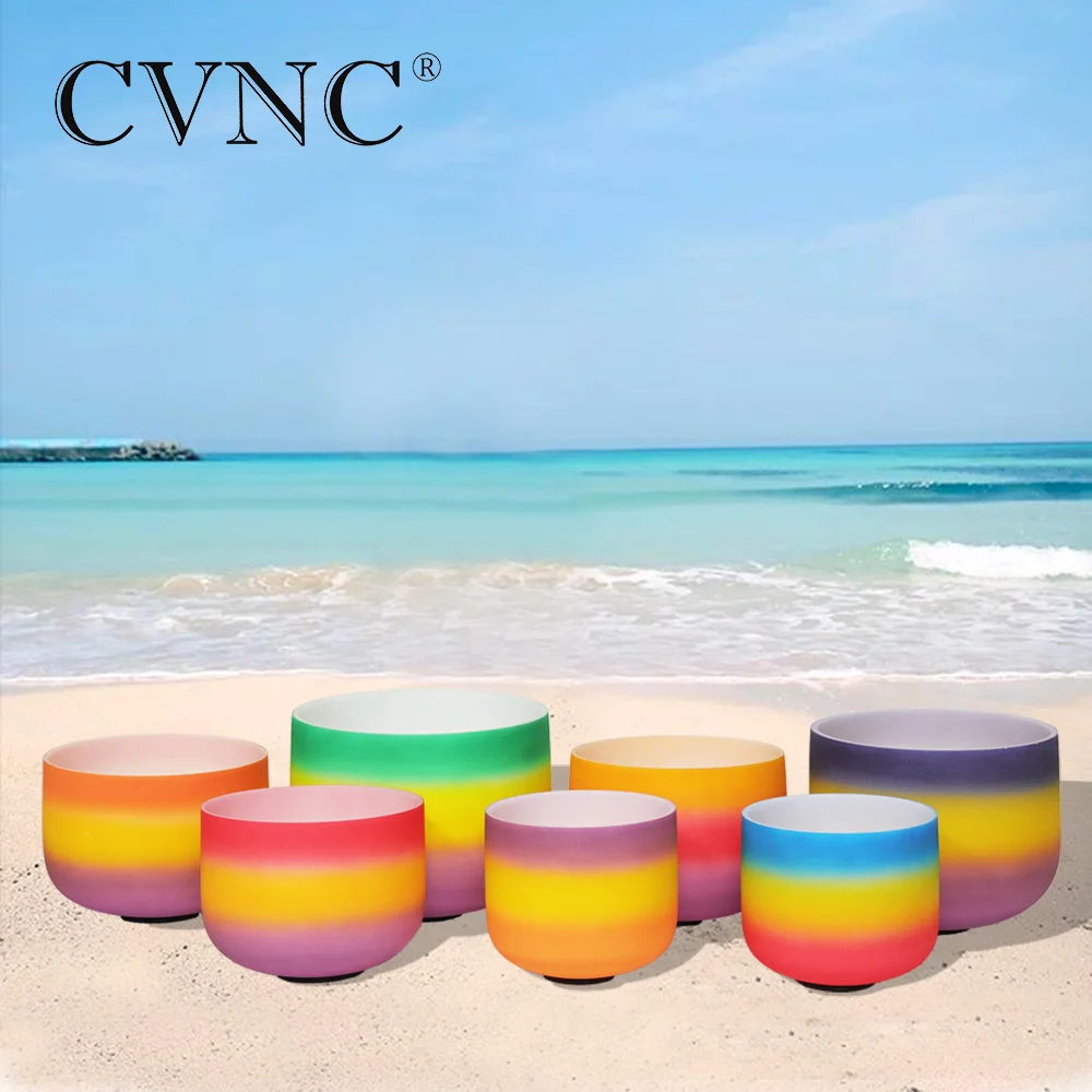 CVNC 6 " 12" чакра настроенный Набор из 7 шт радужных цветных матовых кварцевых