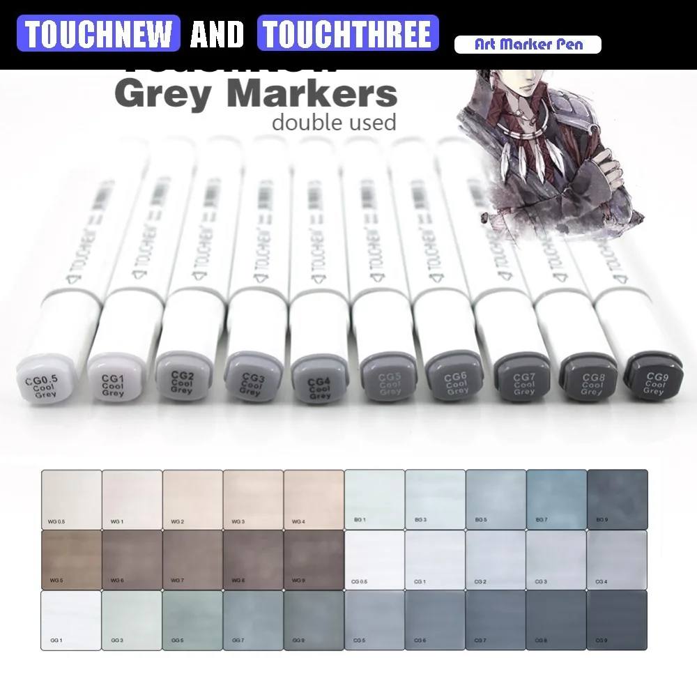 TOUCHNEW Copic Знаки 30/40/60/80 Цвета установить маркер серый маркеры для эскизов спиртовой