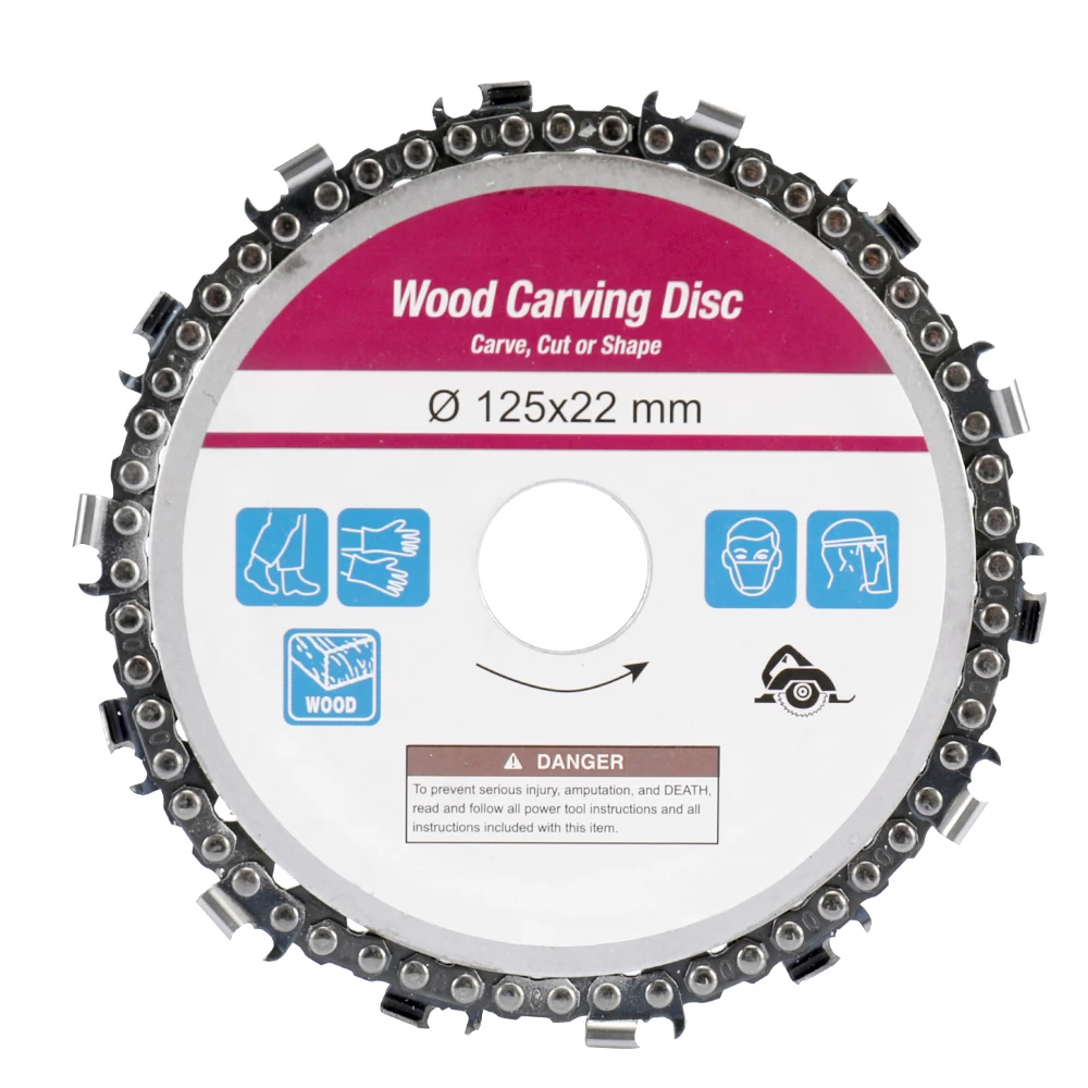 5 Inch 14 Teeth Grinder Chain Disc 22mm Arbor Woodworking Carving Disc for 125mm Angle Grinder and Circular Saw
5 Inch 14 Teeth Grinder Chain Disc 22mm Arbor Woodworking Carving Disc for 125mm Angle Grinder and Circular Saw