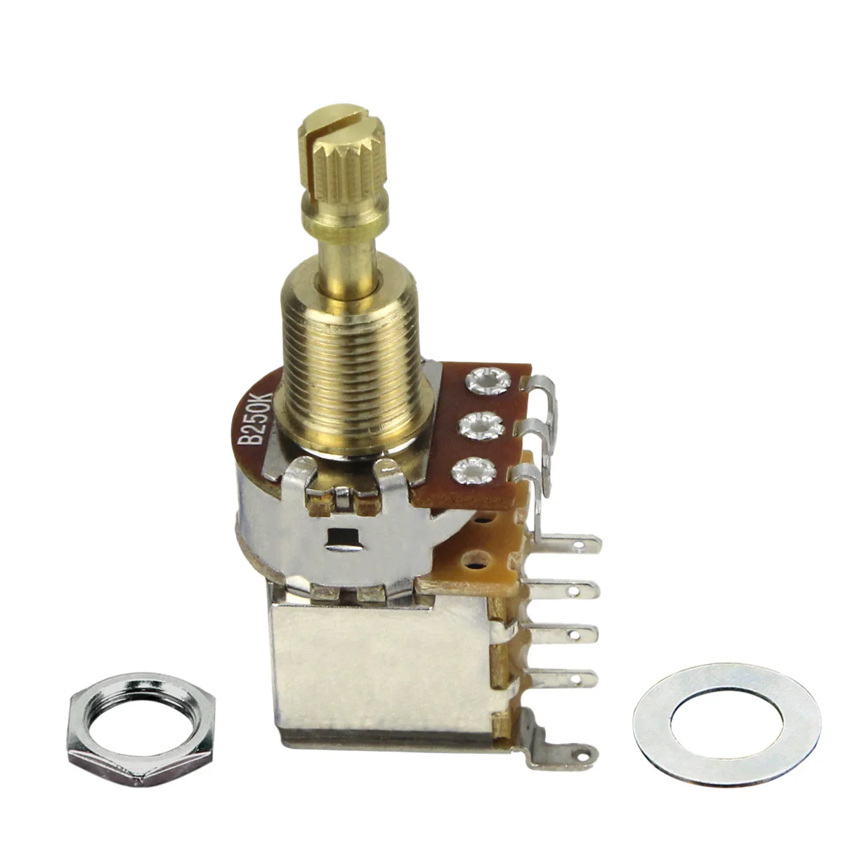 FLEOR Long Shaft Guitar Push Push Potentiometer B250K Linear Taper Volume Control Pot (No Pull Anymore)
FLEOR Long Shaft Guitar Push Push Potentiometer B250K Linear Taper Volume Control Pot (No Pull Anymore)