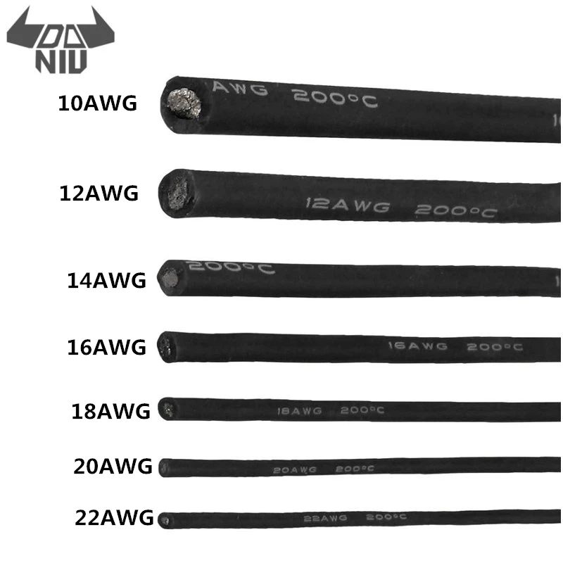 DANIU 5 Meter Black Silicone Wire Cable Sizes for Optional 10/12/14/16/18/20/22AWG Flexible Cable Thermostability
DANIU 5 Meter Black Silicone Wire Cable Sizes for Optional 10/12/14/16/18/20/22AWG Flexible Cable Thermostability
