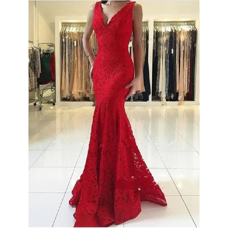 Vintage Red Mermaid Lace Evening Dresses 2021 Robe De Soiree Sexy V Neck Formal Dress Special Occasion Party Prom Gowns
Vintage Red Mermaid Lace Evening Dresses 2021 Robe De Soiree Sexy V Neck Formal Dress Special Occasion Party Prom Gowns