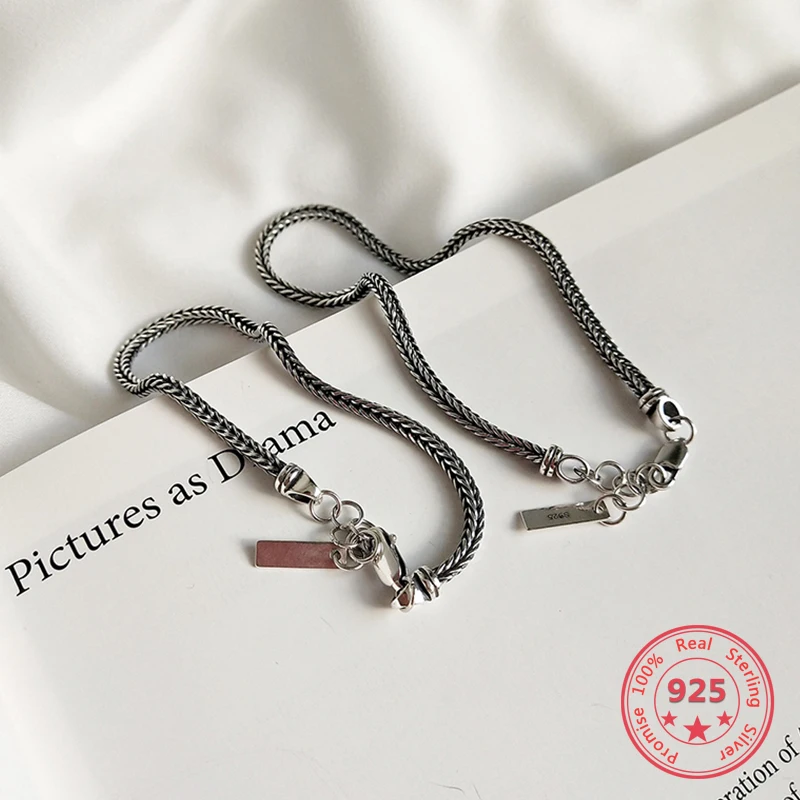 925 Sterling Silver Simple European American Retro Vintage Hiphop Link Chain Bracelet Lover Jewelry
925 Sterling Silver Simple European American Retro Vintage Hiphop Link Chain Bracelet Lover Jewelry