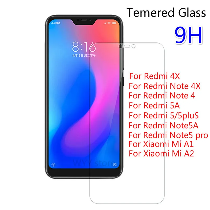 Закаленное стекло 9H для Xiaomi Mi A2 Lite A1 Redmi 5 Plus Note 4X 5A Prime Защитная пленка экрана Note5 Pro