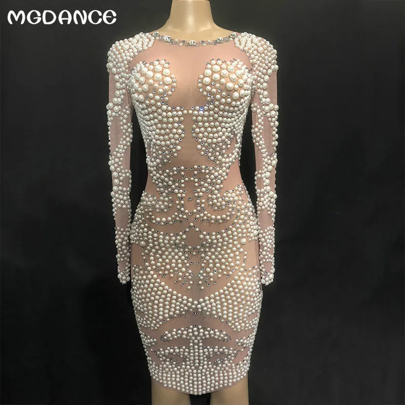 New Woman Sparkly Crystals Pearls Perspective Mesh Dress Evening Party Wear Dress Prom Birthday Celebrate Singer Dresses
New Woman Sparkly Crystals Pearls Perspective Mesh Dress Evening Party Wear Dress Prom Birthday Celebrate Singer Dresses