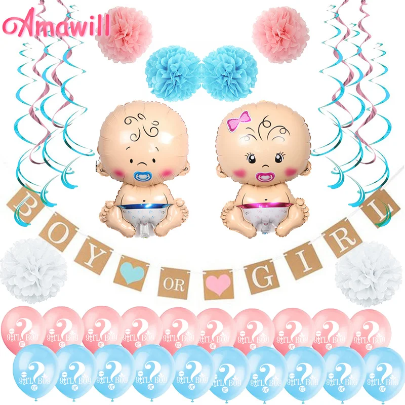 Amawill Boy or Girl Banner Baby Girl Boy Foil Balloon Pink Blue Latex Balloons Swirls Garlands for Gender Reveal Decorations 8D
Amawill Boy or Girl Banner Baby Girl Boy Foil Balloon Pink Blue Latex Balloons Swirls Garlands for Gender Reveal Decorations 8D