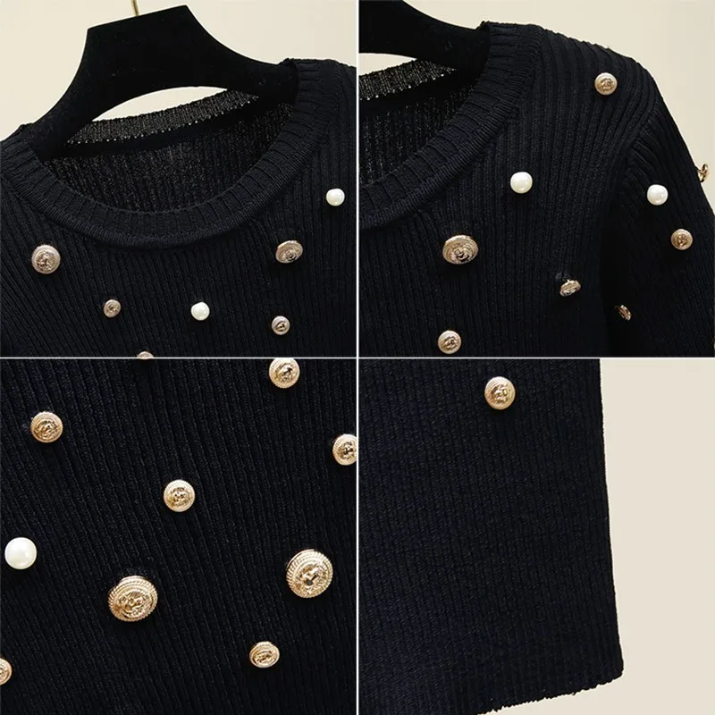 Button decoration beading ice silk t shirt women short sleeve o-neck casual tops solid color 2019 new arrivals
Button decoration beading ice silk t shirt women short sleeve o-neck casual tops solid color 2019 new arrivals