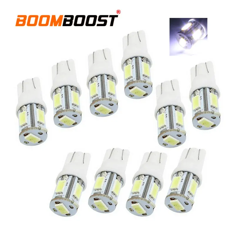 

Led High Power Signal 10 pcs white color parking Light Bulb-Interior lights 12V 6000K T10 5SMD 194 168 5630