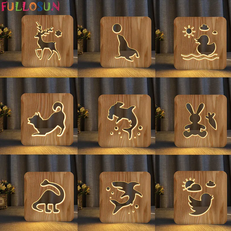 Wood Lamp LED Night Light Reindeer Dog Rabbit Bird Animal 3D Lamp Nordic Style Decor Desk Lights for Baby Gift
Wood Lamp LED Night Light Reindeer Dog Rabbit Bird Animal 3D Lamp Nordic Style Decor Desk Lights for Baby Gift