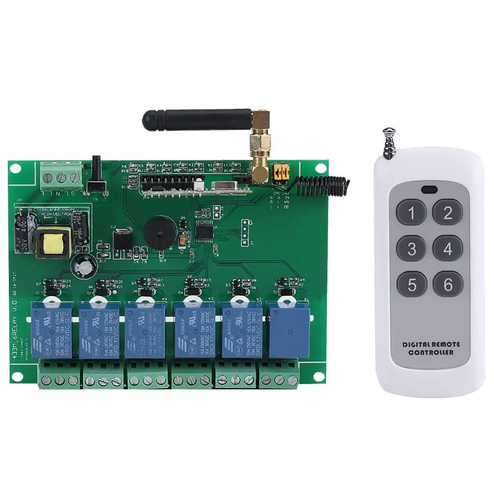 FULL-110-240V 6 Channel RF Relay Module Board Control Switch 6-channel RF Receiving Controller High Stability 6 Channel Relay
FULL-110-240V 6 Channel RF Relay Module Board Control Switch 6-channel RF Receiving Controller High Stability 6 Channel Relay