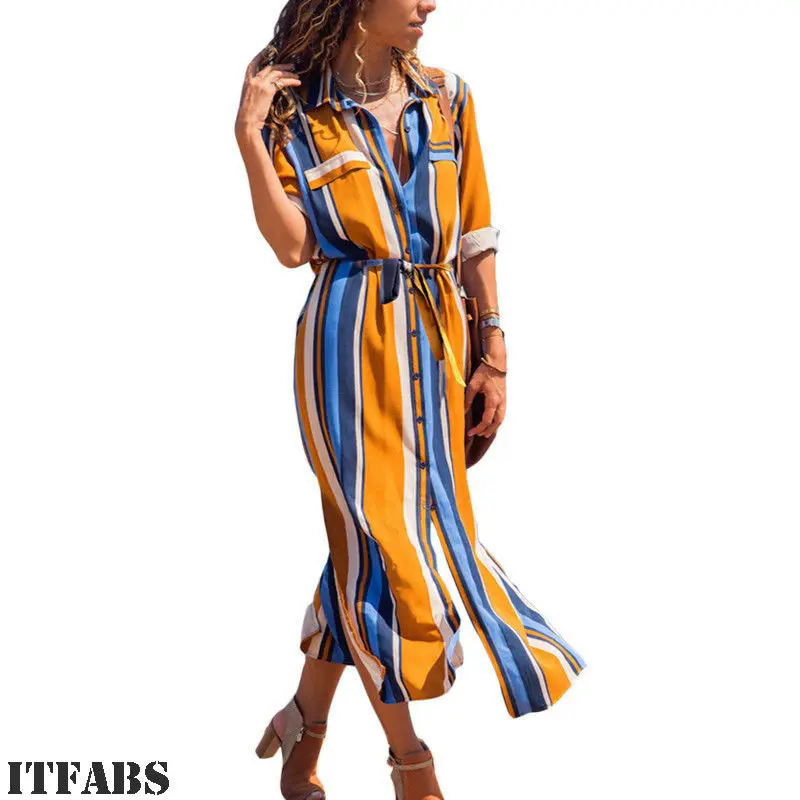 Skirts 2019 New Brand Spring Women Stripe Long Sleeve V-Neck Button Slit Casual Loose Long Skirts
Skirts 2019 New Brand Spring Women Stripe Long Sleeve V-Neck Button Slit Casual Loose Long Skirts