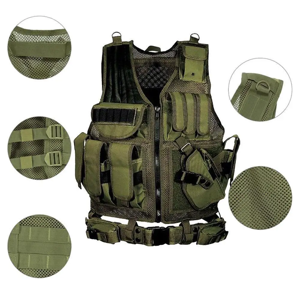 Mounchain Hunting Vest 600D Oxford Tactical Swat Black Combat Vest Special Force Military Hunting shooting Gear with Holster
Mounchain Hunting Vest 600D Oxford Tactical Swat Black Combat Vest Special Force Military Hunting shooting Gear with Holster
