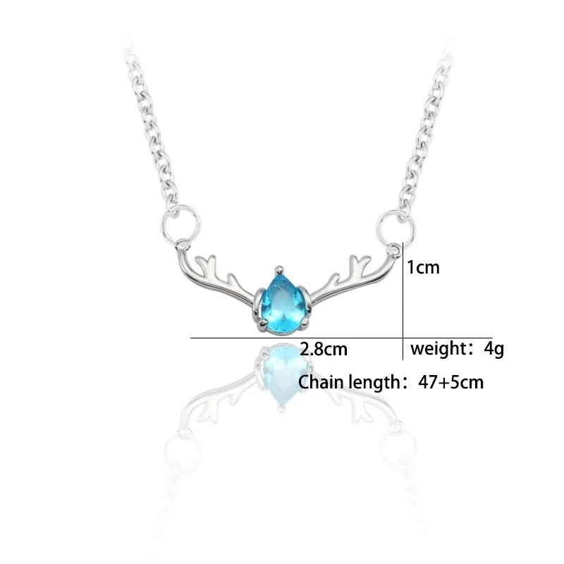 Fashionable Simple Female Necklace Animal Elk Antlers Inlaid Blue Rhinestone Pendant Alloy Temperament Girl Jewelry Gift Hot
Fashionable Simple Female Necklace Animal Elk Antlers Inlaid Blue Rhinestone Pendant Alloy Temperament Girl Jewelry Gift Hot