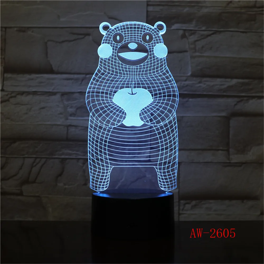 Kumamoto Bear Japanese 3D Lamp Kids Toy LED Remote Control Touch Table Lamp 7 Colors Flashing LED Light Home Decorations AW-2635
Kumamoto Bear Japanese 3D Lamp Kids Toy LED Remote Control Touch Table Lamp 7 Colors Flashing LED Light Home Decorations AW-2635