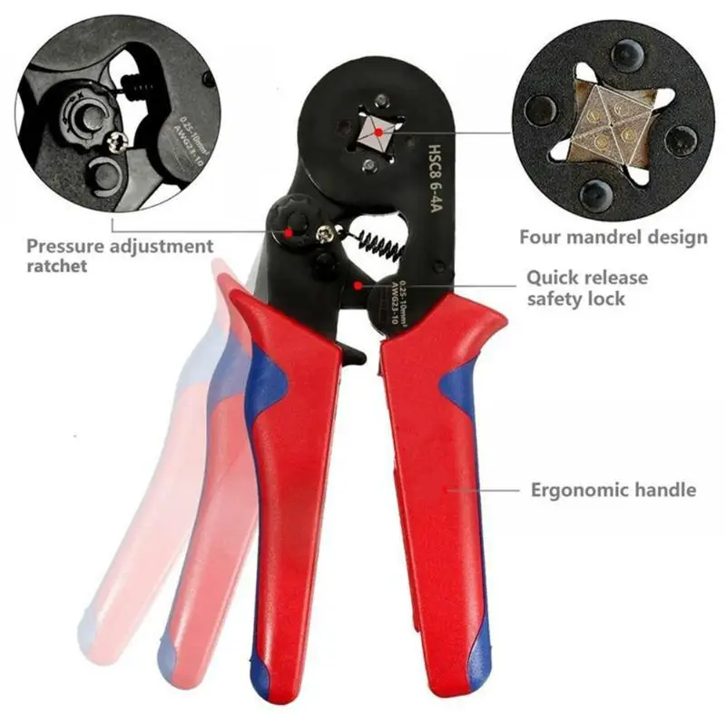 HSC8 6-4 Self Adjustable Crimper Plier Set Automatic Cable Wire Stripper Stripping Crimper Tool with 1200 Terminals Kit 
HSC8 6-4 Self Adjustable Crimper Plier Set Automatic Cable Wire Stripper Stripping Crimper Tool with 1200 Terminals Kit